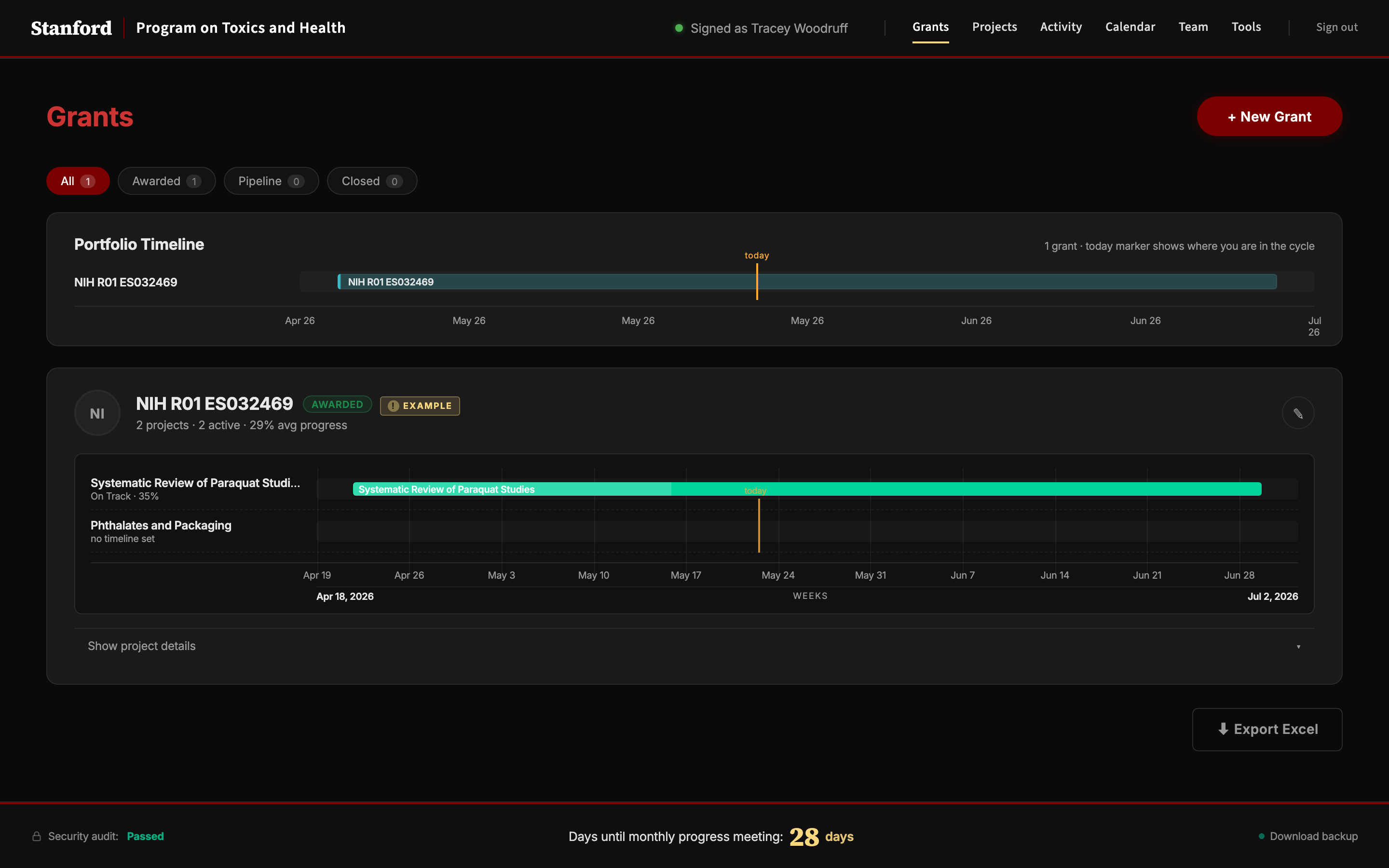 Grants page